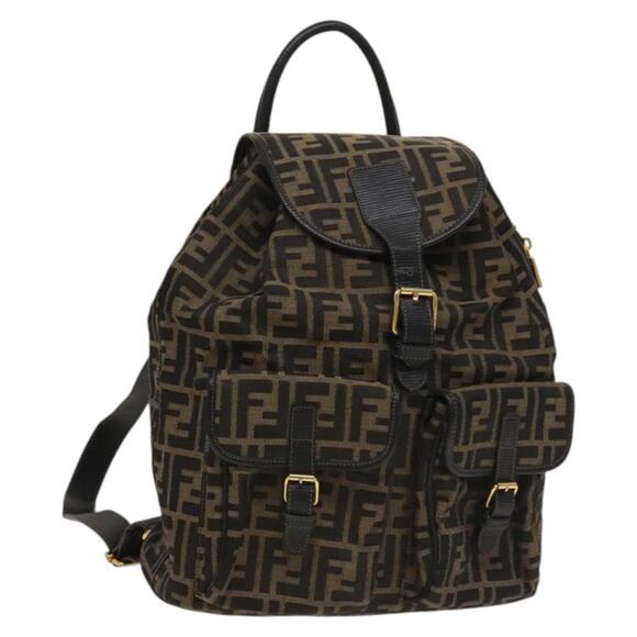 FENDI Zucca Canvas Backpack Black Brown - Picture 1 of 14
